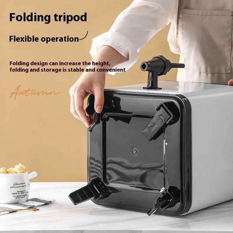 Silver stainless steel milk tea bucket with square lock and 8L capacity
