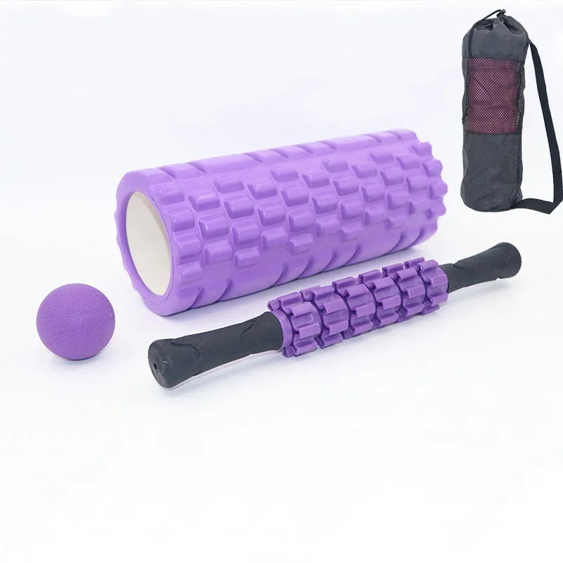 Black 33cm fitness foam roller with six segment construction for health massage