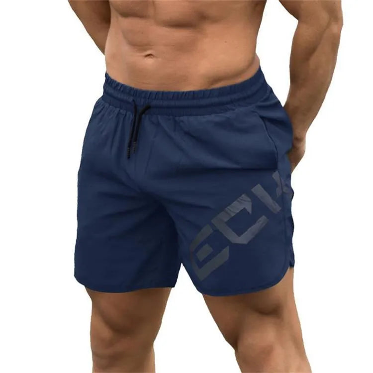 Men's black knee-length nylon training shorts with elastic waistband for summer sports