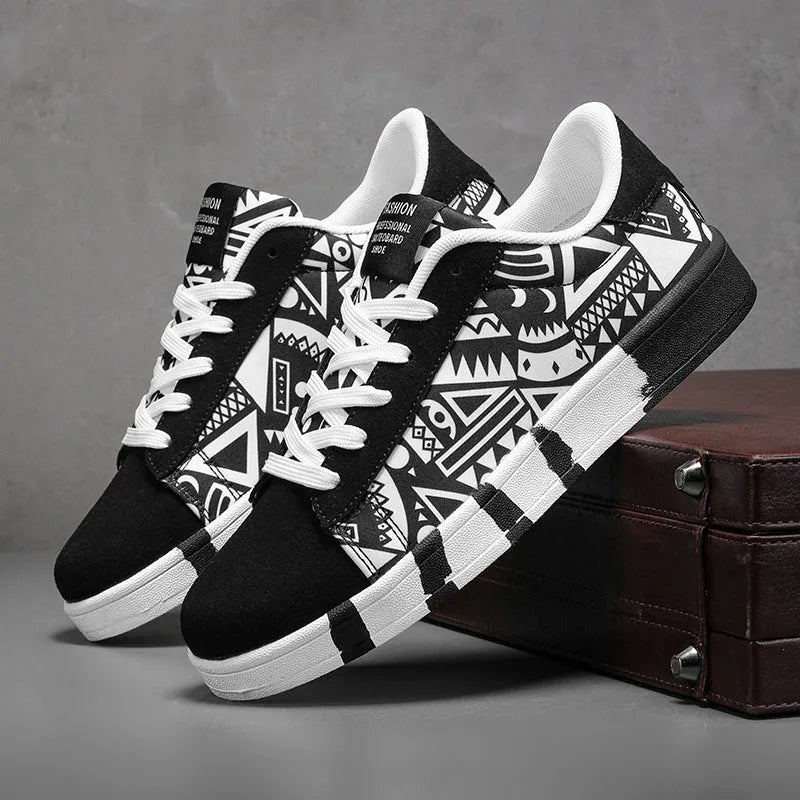 Men's camouflage pattern lightweight sports casual shoes with artificial PU upper and flat heel