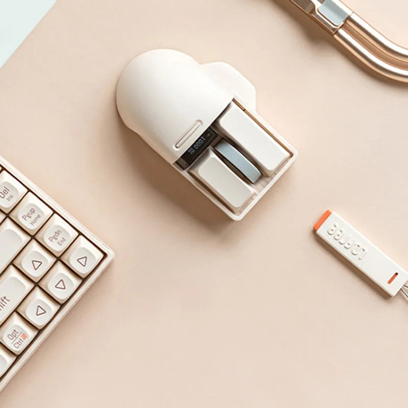 Tofu colour wireless computer mouse with ergonomic shape and multiple connection options