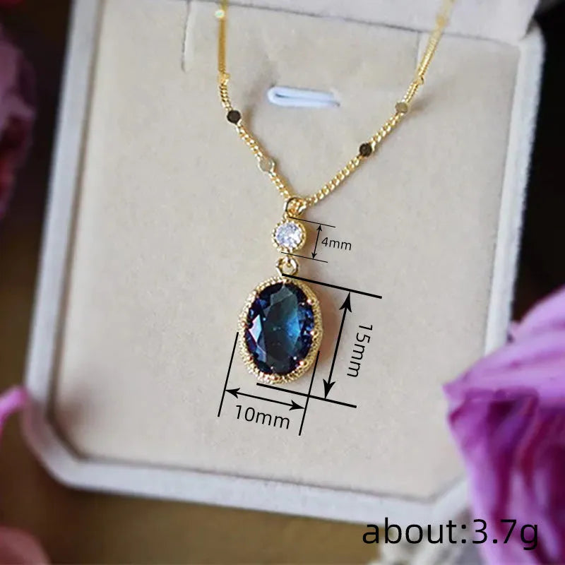 Gold colour retro geometric pendant on a copper fashion necklace chain.