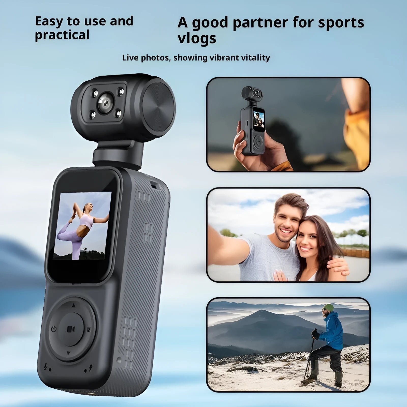 Handheld 4K ultra-clear camera Q5 black with 140-degree wide-angle lens and 1.5 inch LCD for outdoor sports riding recording