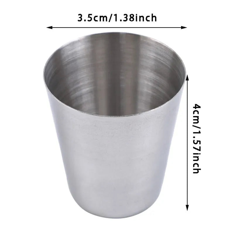 30ml stainless steel shot glass set with six cups in PU leather holder silver finish