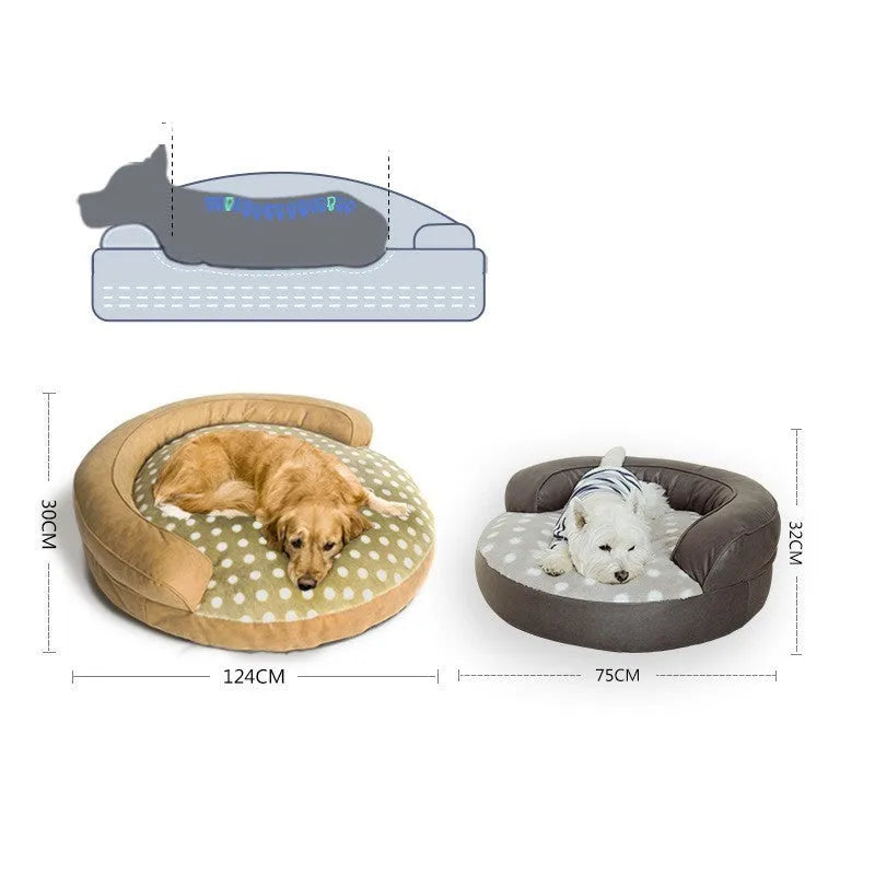 Large cloth dog kennel mat 124cm x 30cm in dot style khaki or dark grey rectangular pet bed