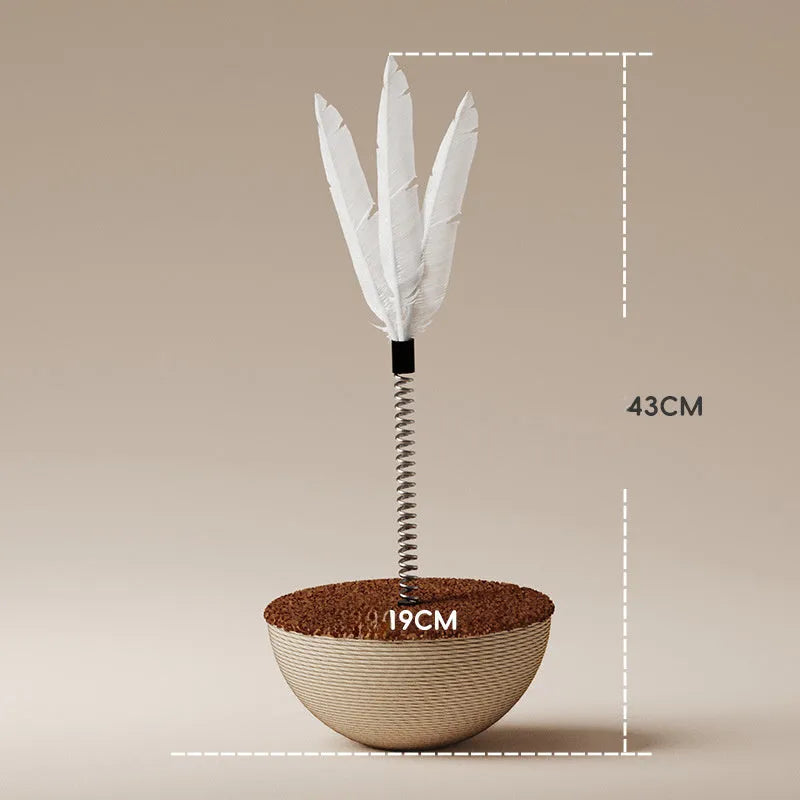 Auto-balancing cat slow feeder toy with rope and PP plastic construction for interactive feeding