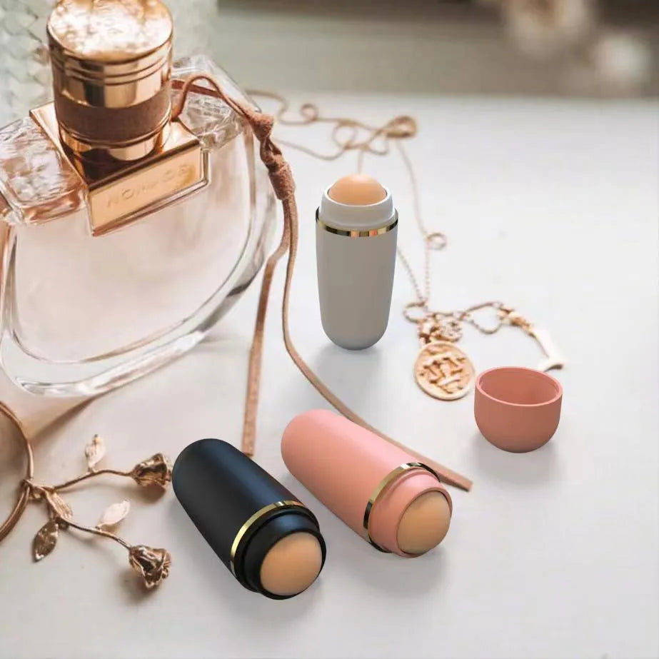 Portable volcanic stone oil absorbing ball for face, 3x8x2cm, shown in white, black or pink