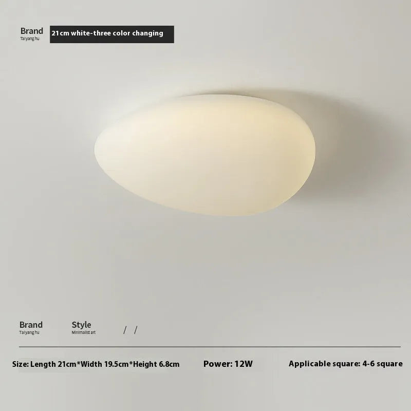 Modern minimalist LED ceiling light for master bedroom, 43cm diameter, White Endless light source on white ceiling