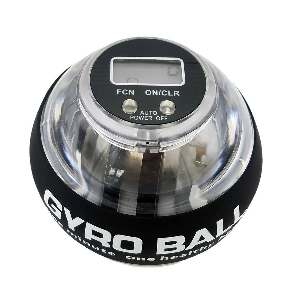 Self-starting luminous count wrist strength ball with ferroalloy core in black colour on white background