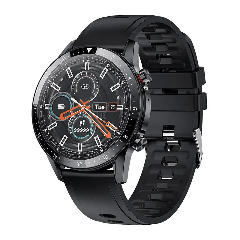 Silver-black alloy Bluetooth smartwatch with 1.3-inch screen on a wrist strap.
