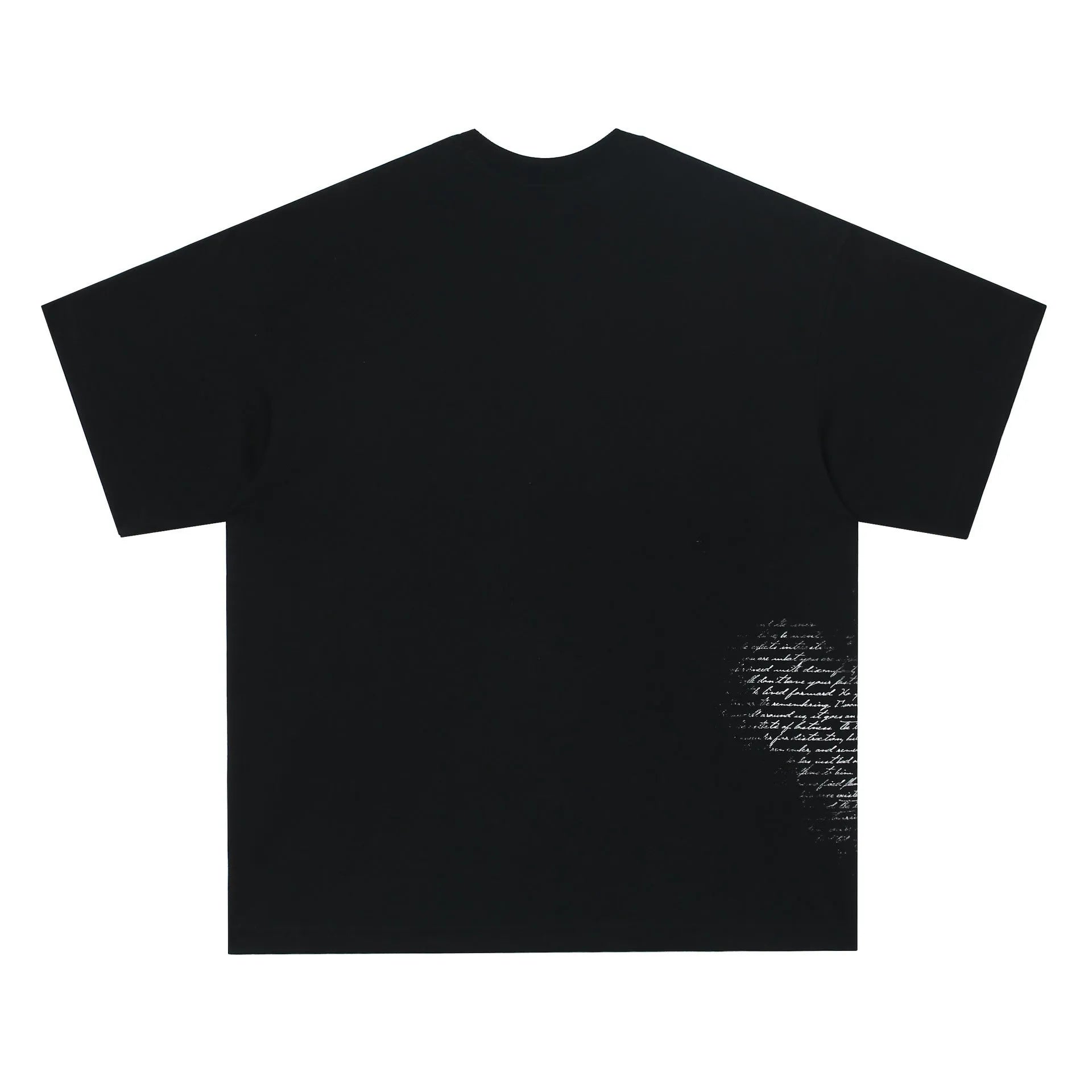 American retro hip hop Gothic design pure cotton T-shirt in black, showing letter pattern on front.