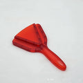Adjustable telescopic manual can opener and bottle opener with non-slip red plastic handle.