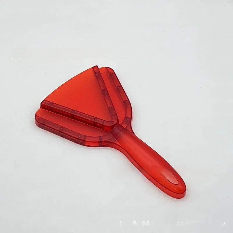 Adjustable telescopic manual can opener and bottle opener with non-slip red plastic handle.