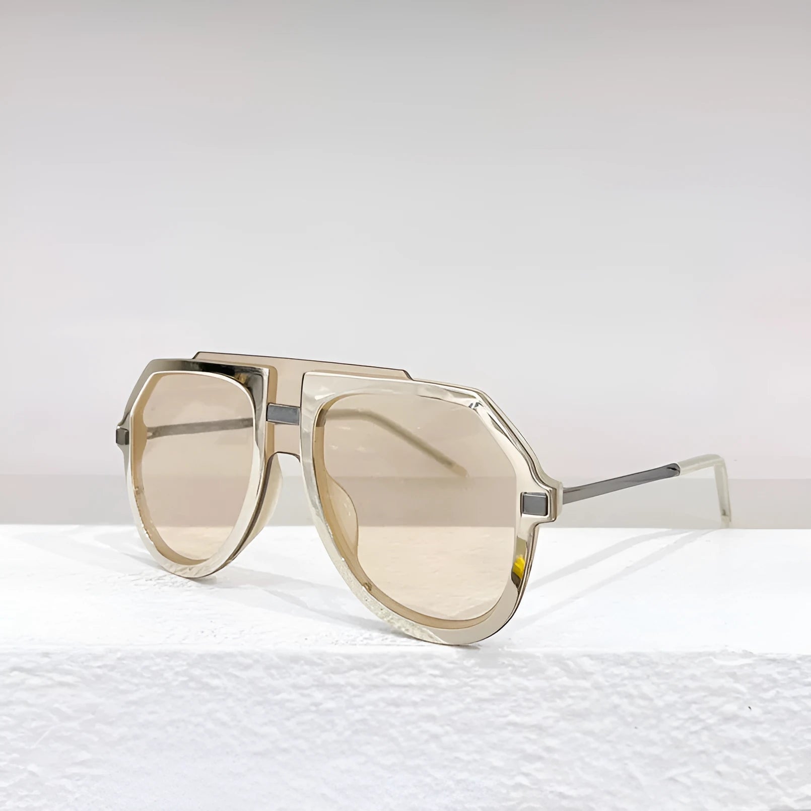 Unisex large frame sunglasses with black leopard print design and elliptical PC lenses