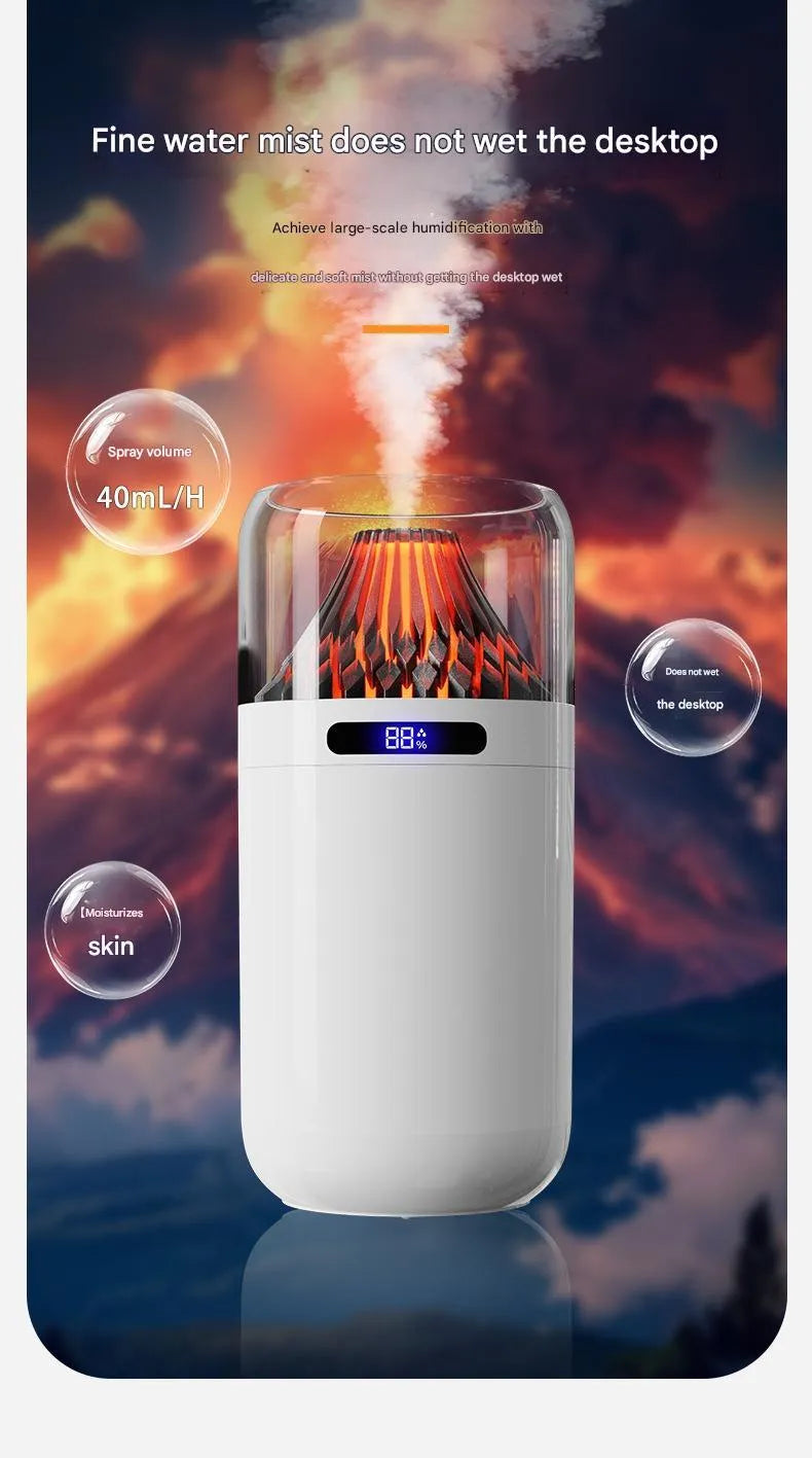 Volcano USB humidifier compact battery-powered digital display aromatherapy black white