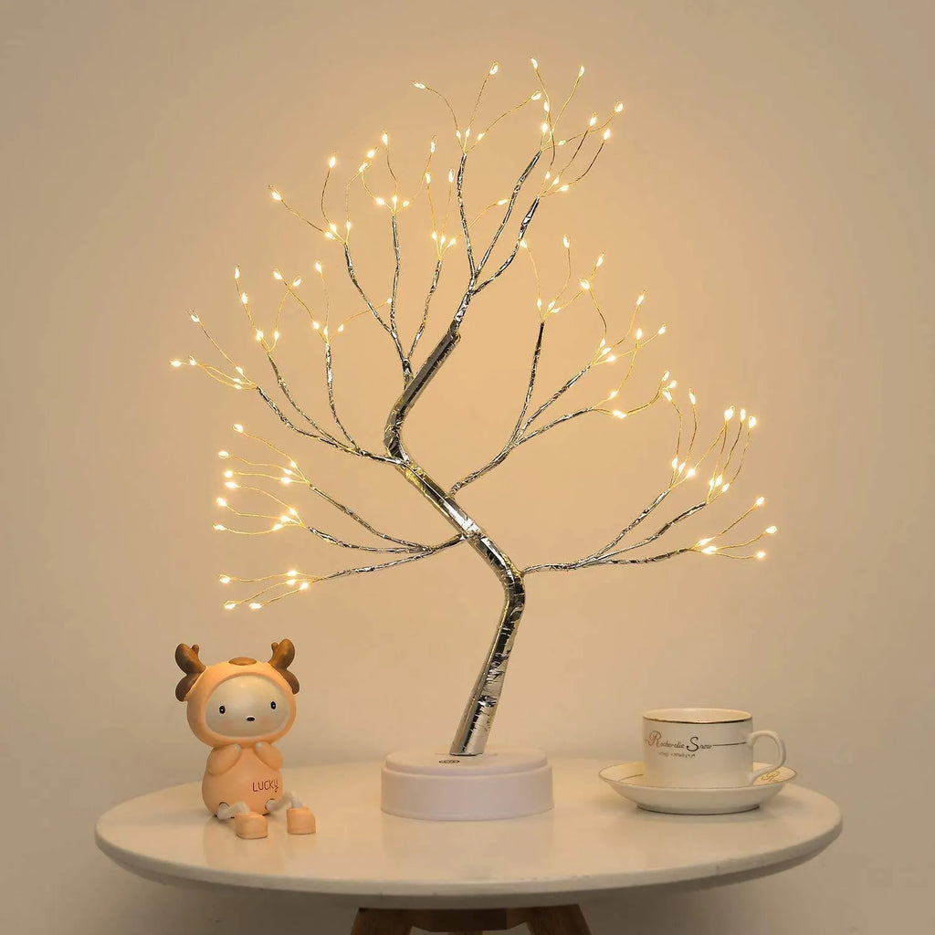 LED tree shape string lamp with 108 warm white beads on a 50cm copper wire frame