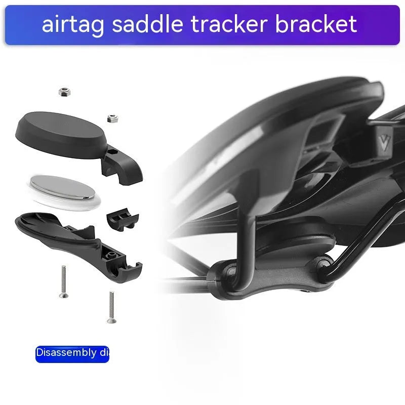 Black ABS plastic bicycle GPS tracker mounting bracket with anti-theft bolts for seat post installation