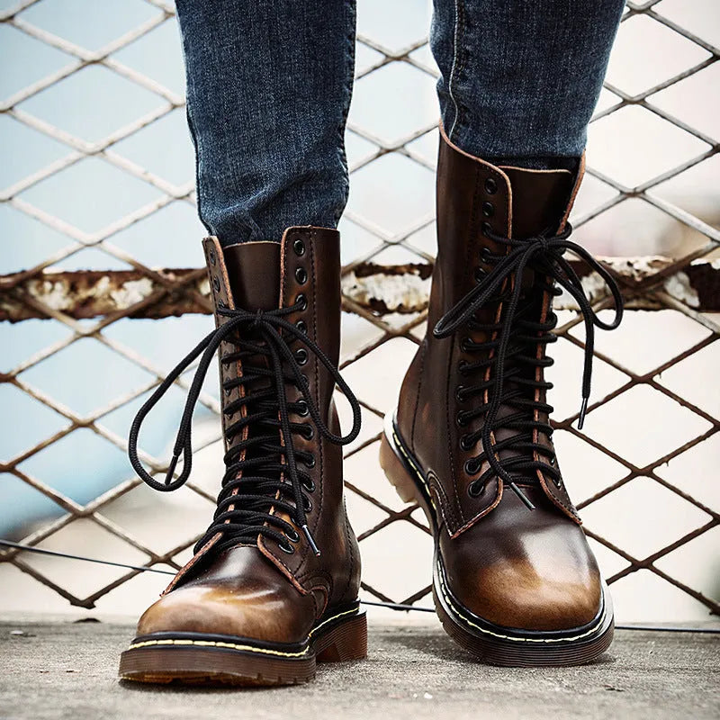 Men's black leather lace-up casual shoes with round toe and flat heel on a white background.