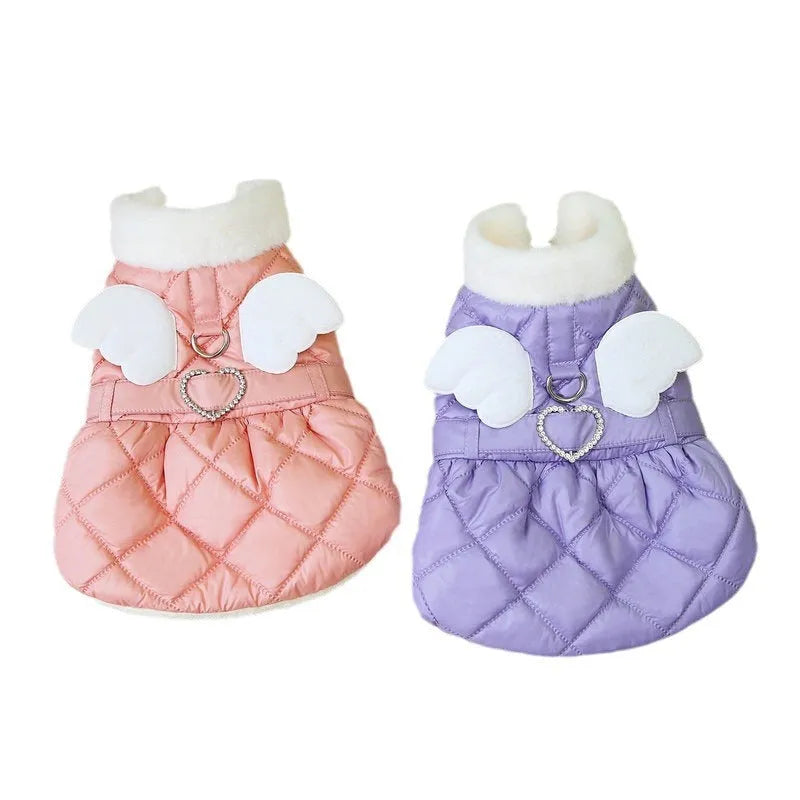 Pink or purple polyester cotton skirt for small dogs available in five sizes