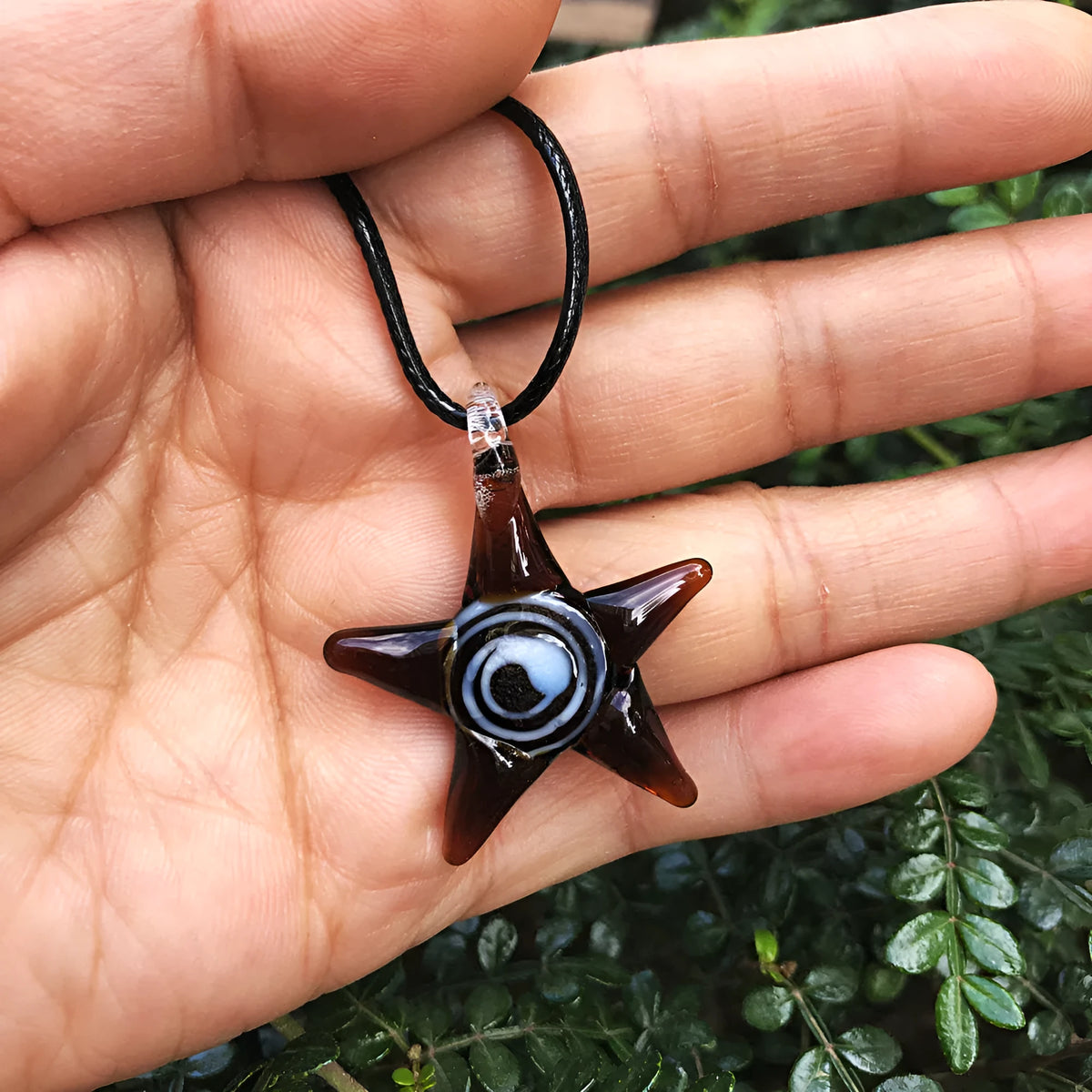 Creative ocean style art starfish inner spiral coloured glaze pendant necklace for women in light blue