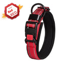 Adjustable cloth dog collar for medium and large dogs in blue, red, orange, lake blue, black, or fluorescent green.