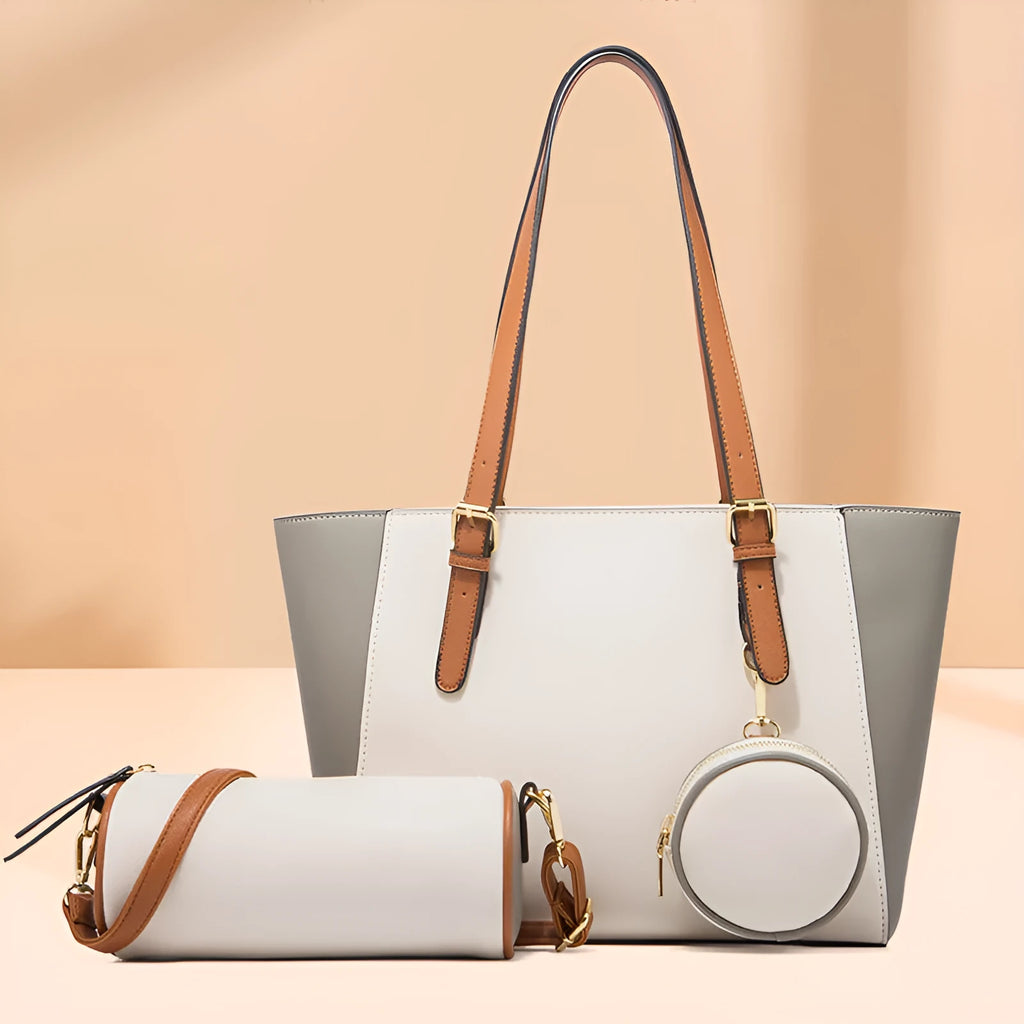 Fashion three-in-one saffiano bag with large capacity in bucket shape, available in multiple colours.