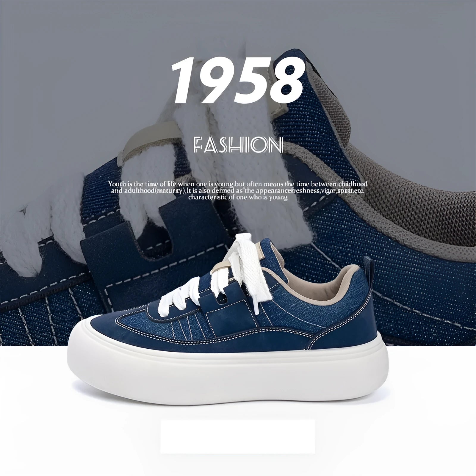 Men's low-top black canvas platform shoes with white raised sole and front lace-up.