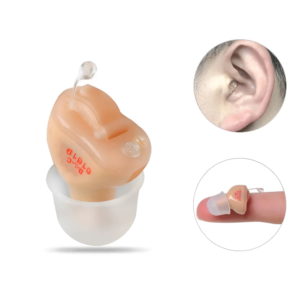 T23 completely-in-canal invisible hearing aid with ear domes in various sizes