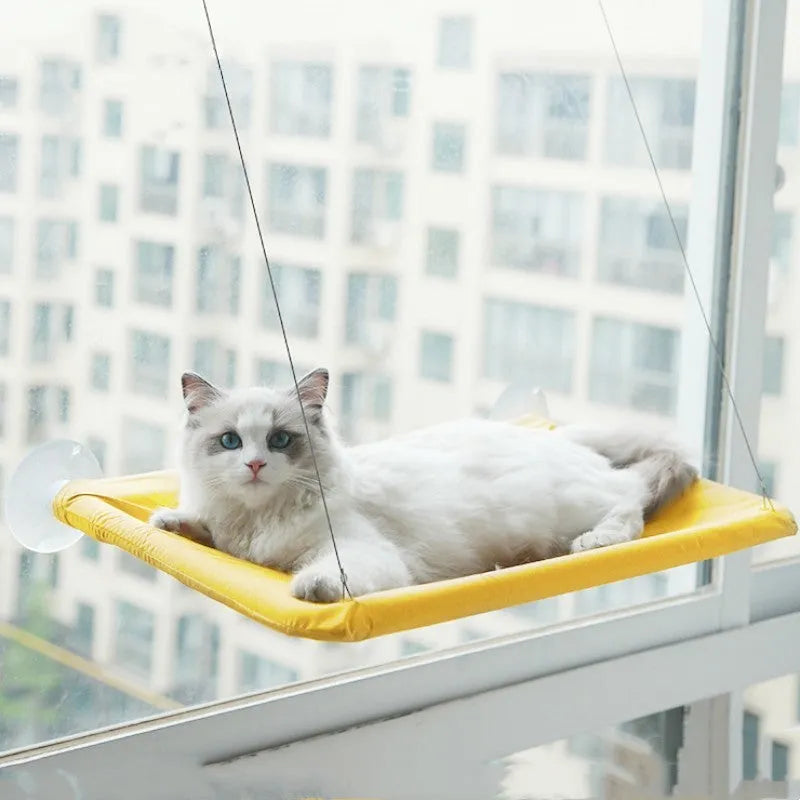 Cat litter hammock made from Oxford cloth with plastic steel wire, hanging on a window with 56cm rope, available in multiple colours