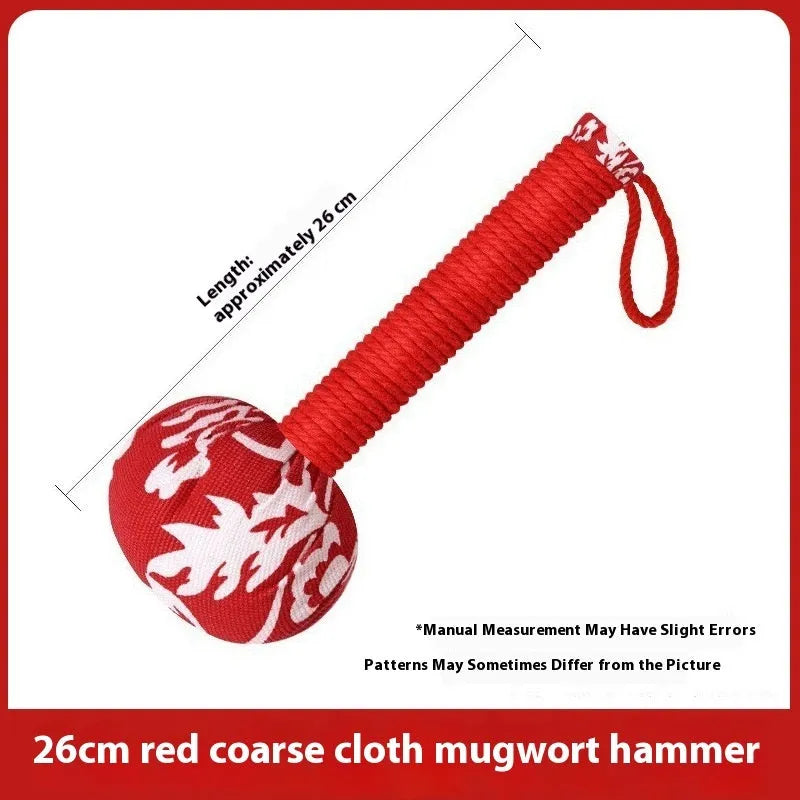 Argy wormwood hand-held massage hammer in green, shown alongside pink, purple, red and yellow colour options.