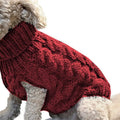 Acrylic knit pet sweater for small dogs in beige colour, size M, with ribbed neck and casual style