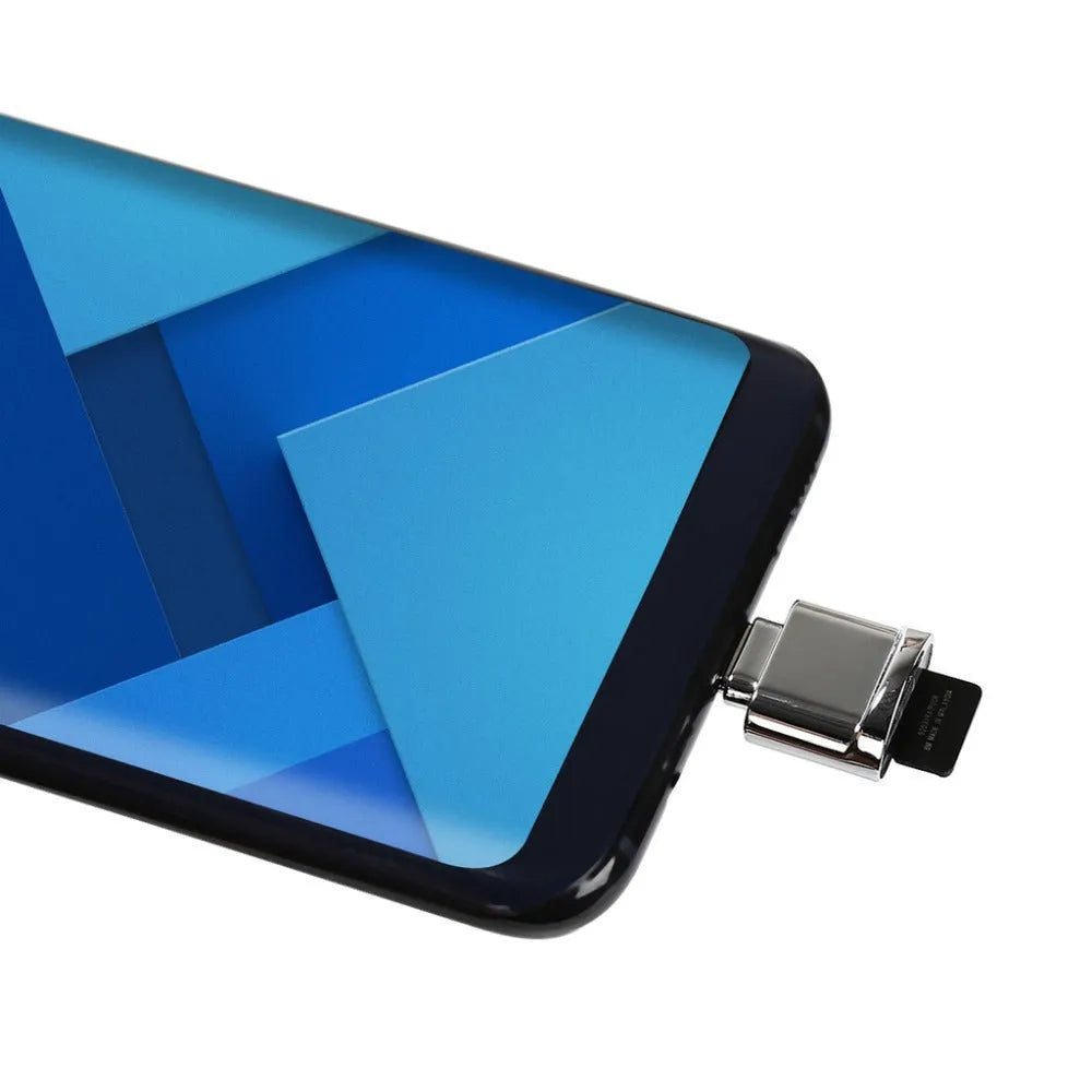Gold metal micro USB TF card reader adapter for Android smartphones