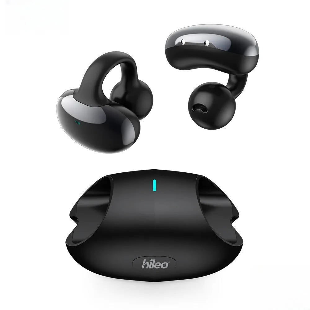 Clip-on true wireless Bluetooth headset sports non in-ear stereo earphone black white colour