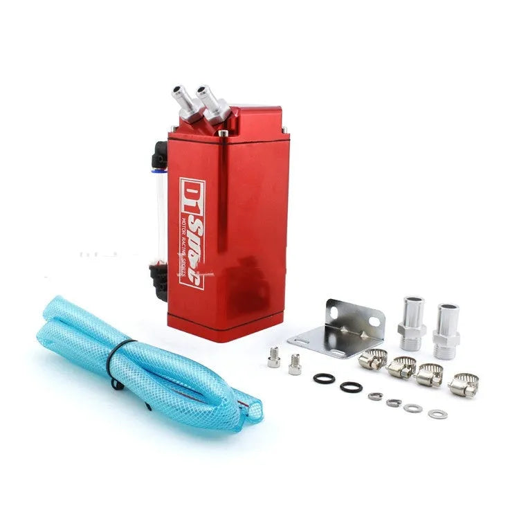 Car modification oil catch tank in four colour options with square and round design configurations