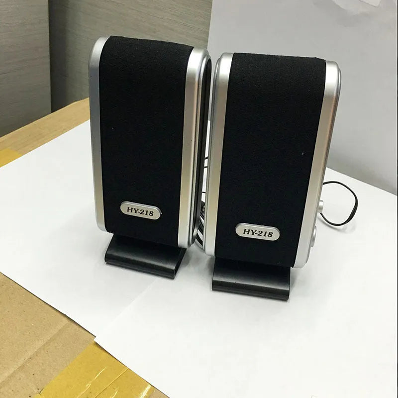 EastVita 2 pcs USB power computer speakers stereo 3.5mm with ear jack, silver grey, compact desktop speakers