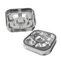 Square stainless steel pet slow feeding bowl for dogs and cats, available in bone square and square model shapes