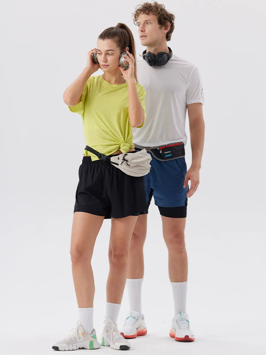 Men's nylon sports shorts with side-slit design in turmeric yellow colour
