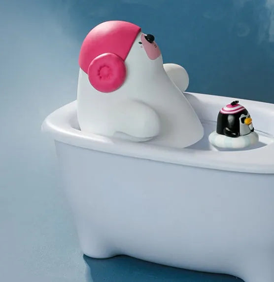 White USB air humidifier with 550ml water tank showing mist output and control buttons