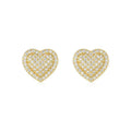 Golden heart-shaped stud earrings with moissanite stones on S925 silver