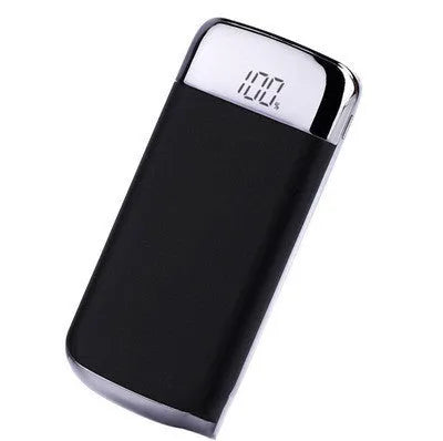 Square aluminium alloy power bank with digital display and multiple USB ports in various colours