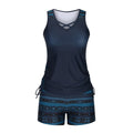 Women's separated swimwear set with tied bikini top and high-waist swimsuit briefs on a mannequin