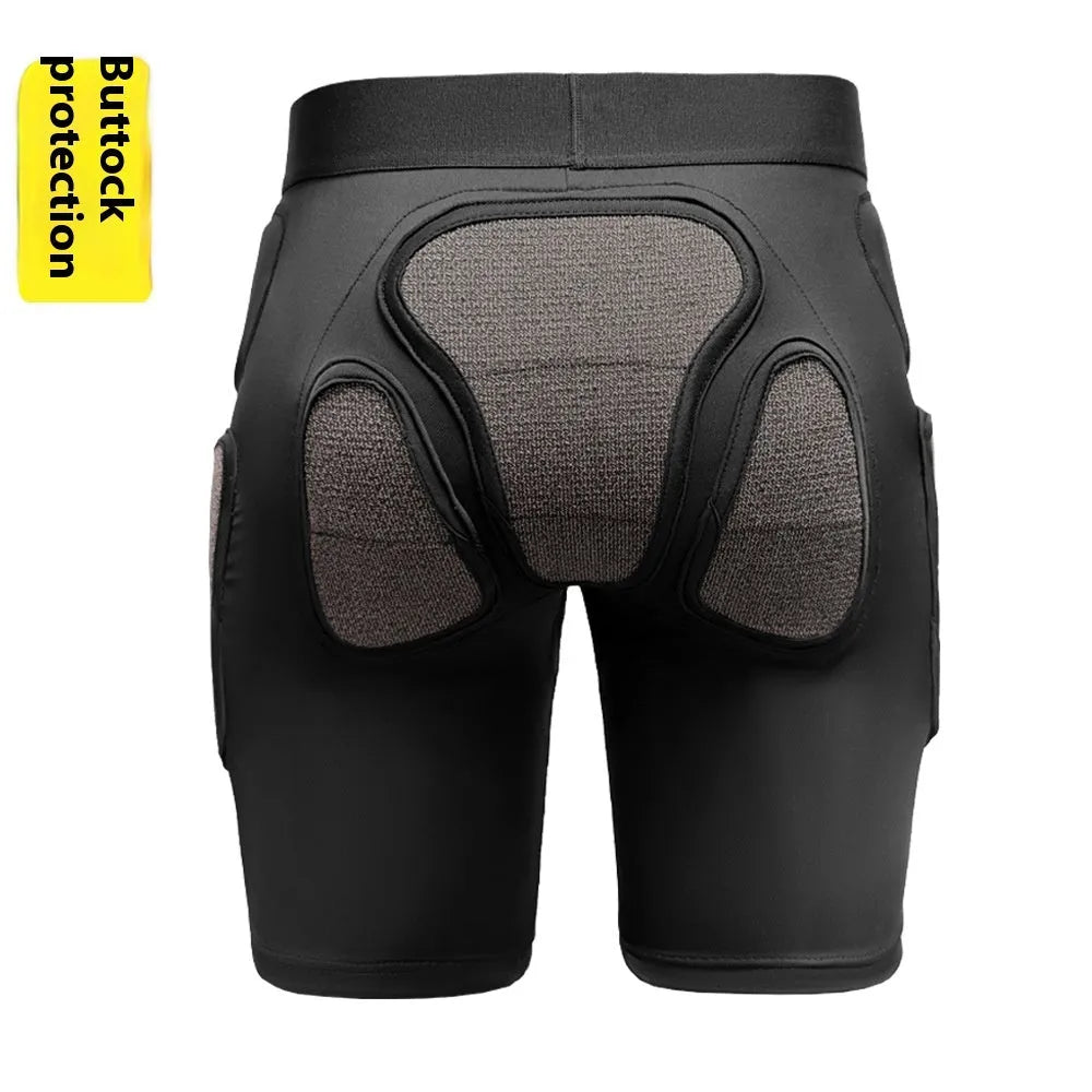 X-ray diffraction skiing protective hip pads and knee pads laid flat, showing slim design.