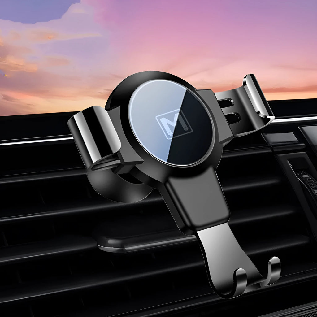Black S4 gravity mirror ABS mobile phone bracket mounted on car air conditioning vent holding smartphone