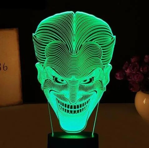 USB-powered acrylic 3D LED table lamp showing multiple colour display with remote control