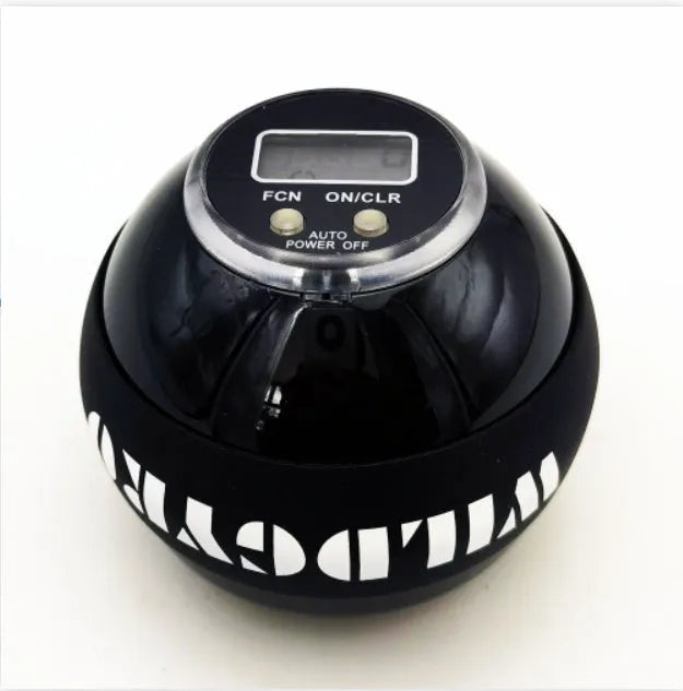 Self-starting luminous count wrist strength ball with ferroalloy core in black colour on white background