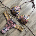 Women's bronzing bikini set with removable pads and no underwire in multiple colour options