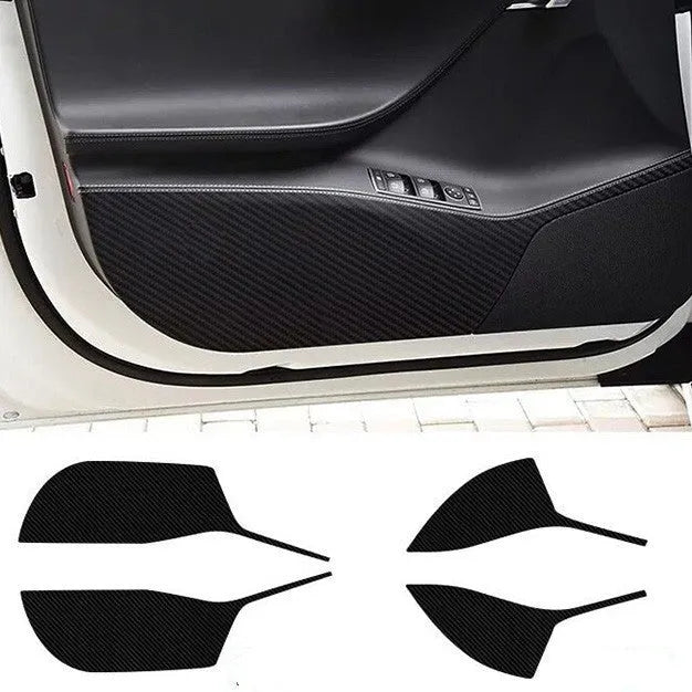 Clear carbon fibre protective film kit for Tesla Model S car door interior panels.
