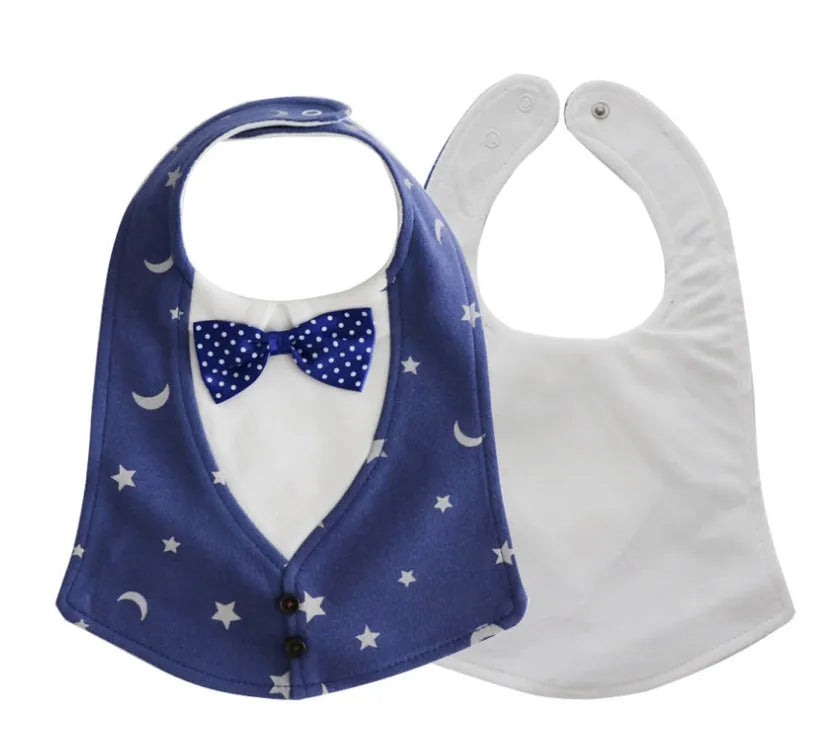 Gentleman style waterproof baby bib 22x32cm cotton TPU in blue