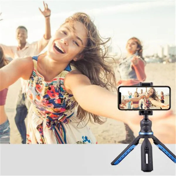 Black desktop phone tripod compatible with Apple iPhone and Huawei P30 models