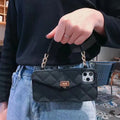 Women's luxury silicone iPhone case with inclined chain lanyard in multiple colour options